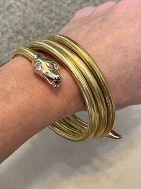 Sterling Silver Coil Snake Bracelet 925 Italy